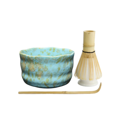 Matcha Set Aonami von Maoci mit Matcha Schale, Matcha Besen, Matcha Besenhalter und Matcha Löffel
