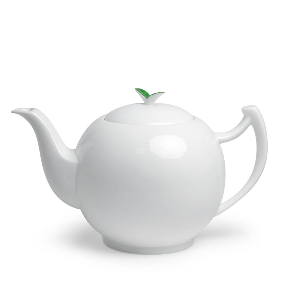 TeaLogic Teekanne Tea TIME 1,5L – Weißes Bone China Porzellan Mit Blattmotiv