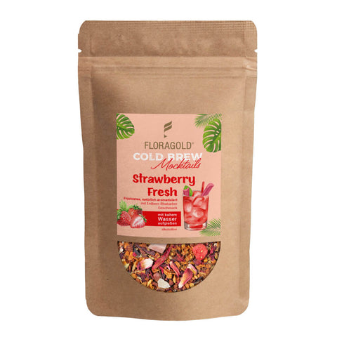 Florapharm Cold Brew Tee Strawberry Fresh – loser Früchtetee mit Erdbeer-Rhabarber-Geschmack zum Aufgießen mit kalten Wasser, ideal für heiße Sommertage und eine Alternative zu Limonaden