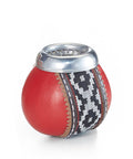 Kalebasse Benicia in Flecht Leder Rot