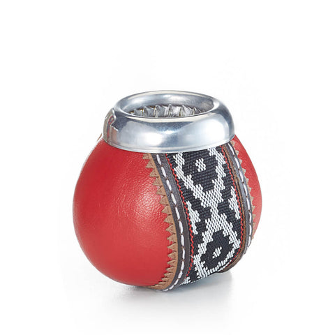 Kalebasse Benicia in Flecht Leder Rot