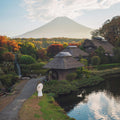 Landschaft mit Mount Fuji am Horizont