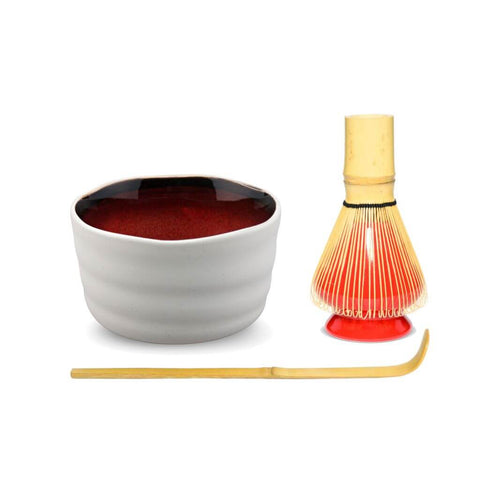 Matcha Set Raku von Maoci mit Matcha Schale, Matcha Besen, Matcha Besenhalter und Matcha Löffel