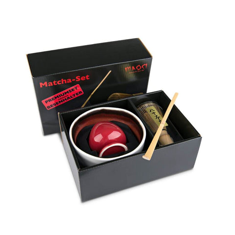 Matcha Set Raku von Maoci mit Matcha Schale, Matcha Besen, Matcha Besenhalter und Matcha Löffel