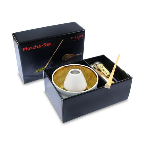 Matcha Set Shiro von Maoci mit Matcha Schale, Matcha Besen, Matcha Besenhalter und Matcha Löffel