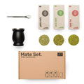 Mate Set von Caámate im Geschenkkarton mit Mate Tee, Erva Mate, Yerba Mate, Bombilla und Mate Becher aus Edelstahl in Schwarz