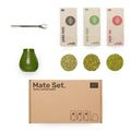 Mate Set von Caámate im Geschenkkarton mit Mate Tee, Erva Mate, Yerba Mate, Bombilla und Mate Becher aus Keramik in Grün