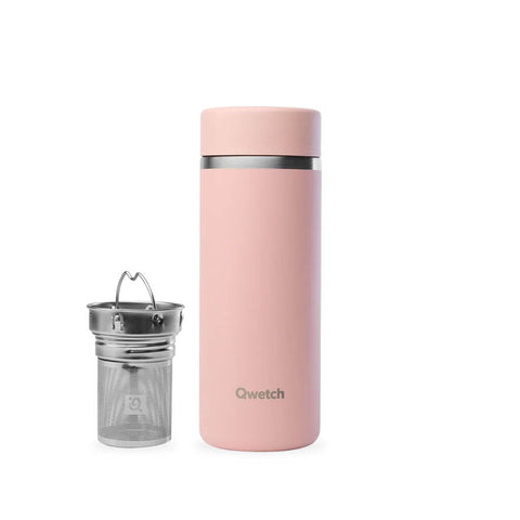 Teeflasche mit Sieb von Qwetch in Pastellrosa