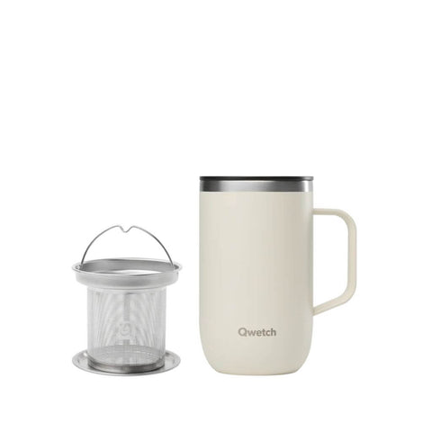 Thermobecher mit Sieb und Deckel von Qwetch in Pastellsand