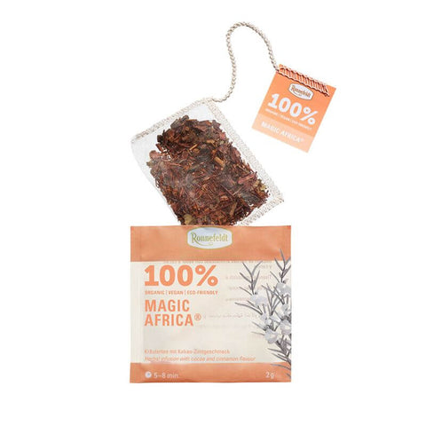 Ronnefeldt 100% Magic Africa® – Kräutertee (Rooibos) mit Kakao-Zimt-Geschmack in Bio-Qualität im Sachet