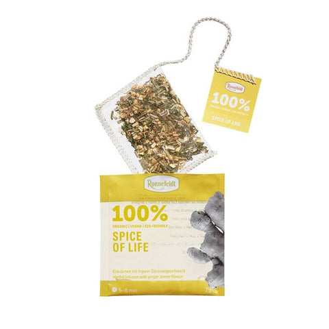 Ronnefeldt 100% Spice of Life® – Kräutertee mit Ingwer-Zitronen-Geschmack in Bio-Qualität im Sachet
