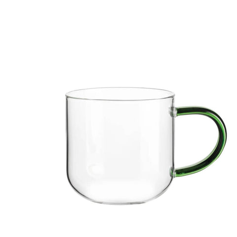 Tasse Coppa Glass 400 ml mit grünem Henkel aus Borosilikatglas von ASA Selection