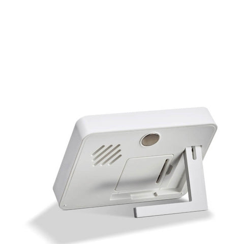 Digitaler Tea Timer, weiß  mit goldener Schrift und Ronnefeldt-Logo, mit Magnet, Standfuß und Knopzellen-Batterie für die perfekte Tee-Ziehzeit