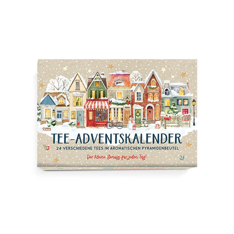 Tee Adventskalender Winterstädtchen zusammengeklappt von Tee Maas