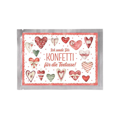 Tee-Postkarte Konfetti (Süße Herzen) von Tee Maass