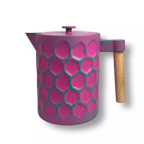 Gusseisen Teekanne Kabo Rot Türkis 1.2 Liter von Ja-unendlich