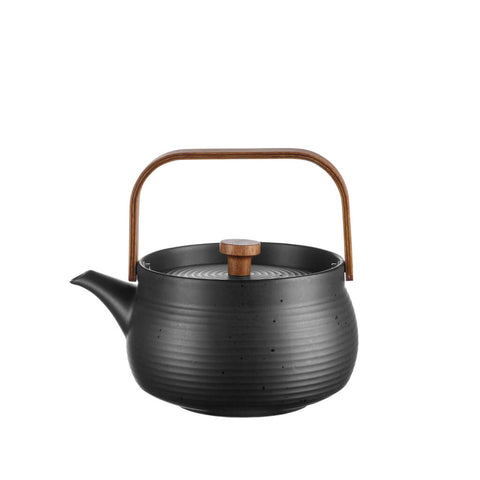 Teekanne Japandi in Schwarz mit Holzgriff und einem Fassungsvermögen von 600 ml von ASA Selection
