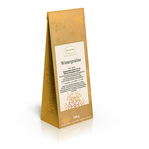 Ronnefeldt Winterpraline – loser aromatisierter Grüner Tee mit Walnuss-Nougat-Geschmack in  der Teetüte